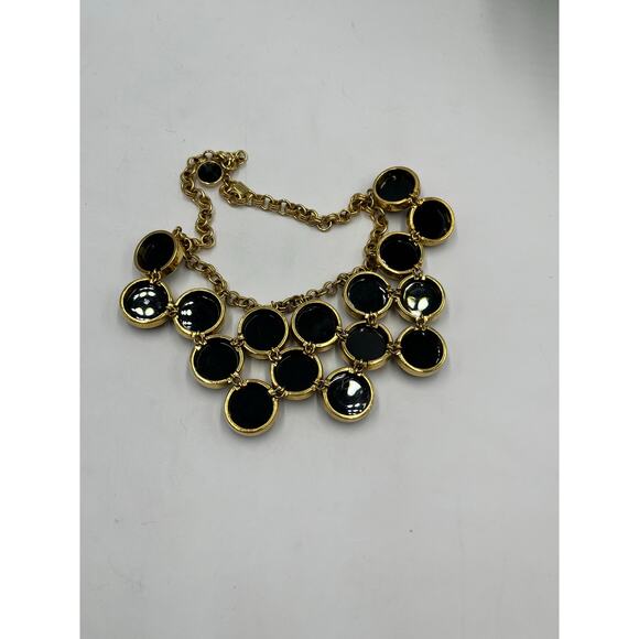 Kate Spade New York Connect Four Black Rhinestone Gold Statement Bib Necklace - Picture 8 of 14